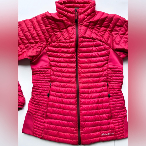 Eddie Bauer Microtherm Fill Down Jacket lightweight xs Puffer Red First Ascent - Picture 6 of 11